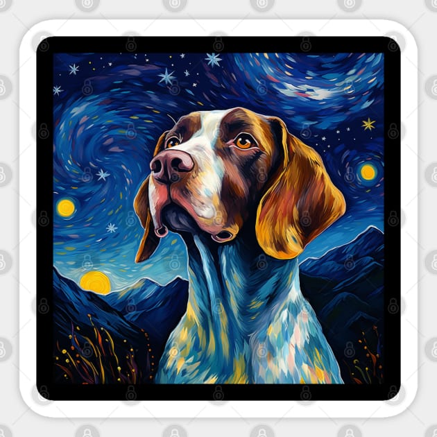 English Pointer painted in Starry Night style Sticker by NatashaCuteShop